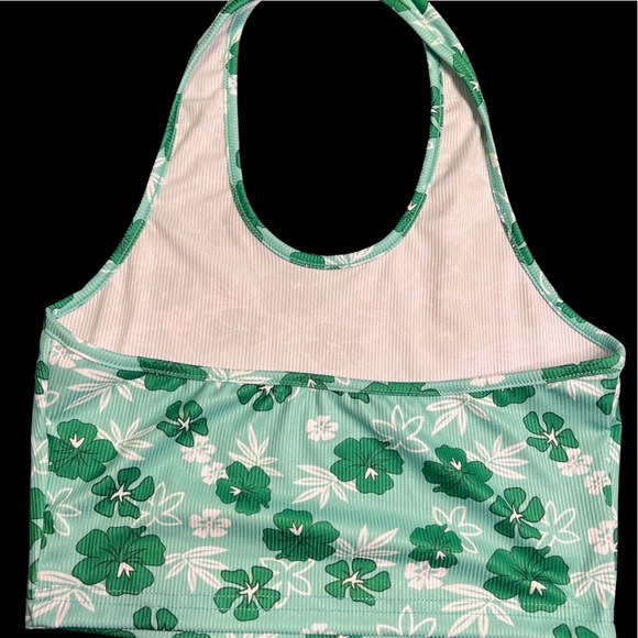 Green Floral Halter Crop Top - Picture 6 of 6